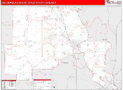 Cape Girardeau Metro Area Digital Map Red Line Style